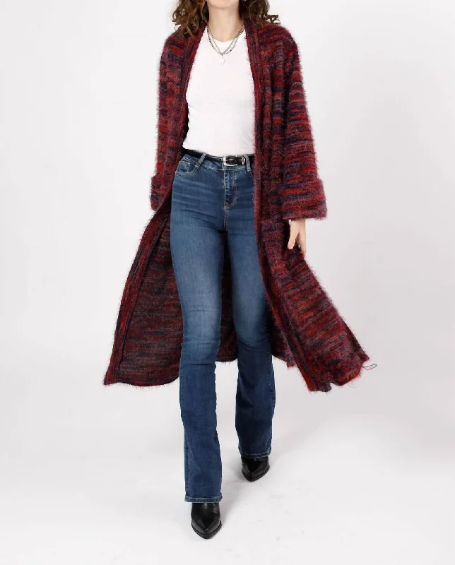 Sunset Blvd Knit Cardigan In Red Multi