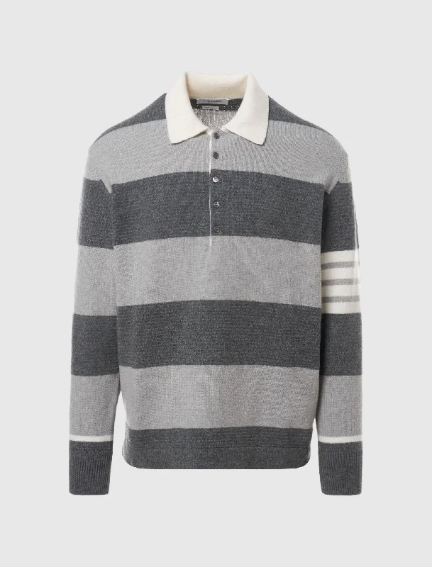 RUGBY STRIPE LONG SLEEVE POLO