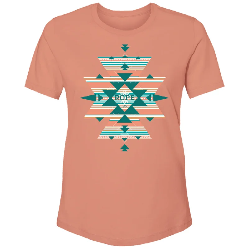 Striped Women T Shirt in a Classic Pattern"Tucson" Terracotta w/Mint/Turquoise Logo T-shirt Striped Women T Shirt in a Classic Pattern"Tucson" Terracotta w/Mint/Turquoise Logo T-shirt