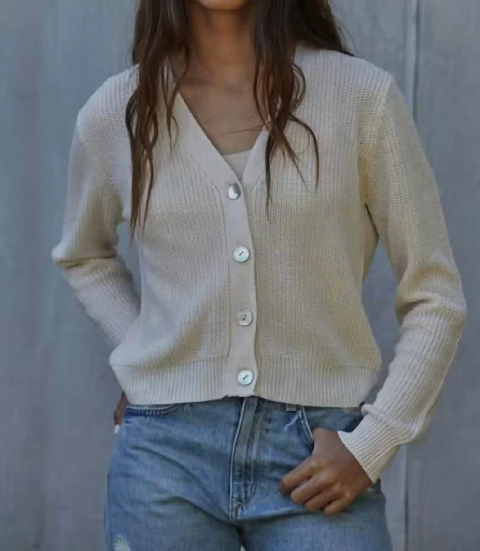 cashmere blend women cardigan for a luxurious feelV-Neck Cardigan In Ivory