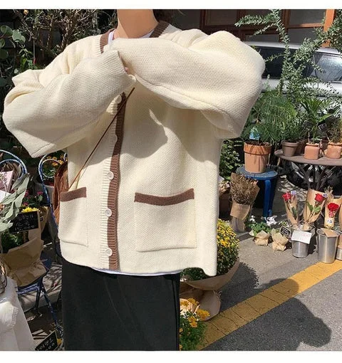organic cotton women cardigan for an eco - friendly choiceV-NECK KNITTED COLLEGE CARDIGAN SWEATER S2793 organic cotton women cardigan for an eco - friendly choiceV-NECK KNITTED COLLEGE CARDIGAN SWEATER S2793