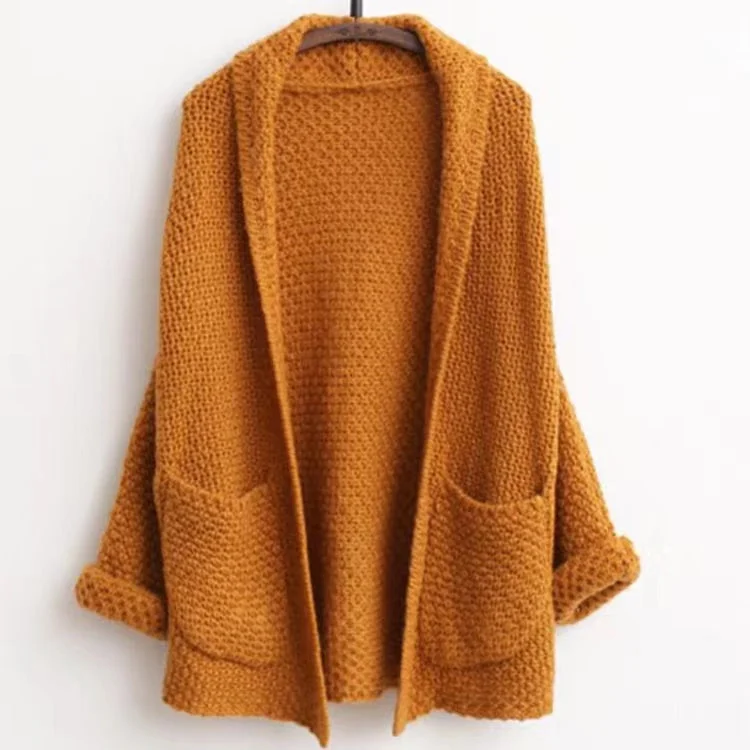 Mid-length Cardigan Sweater Sweater, Women's Thickened Sweater Coat  S4363