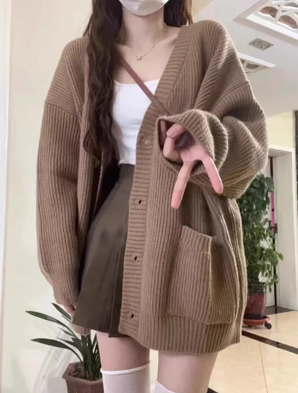 organic cotton women cardigan for an eco - friendly choiceV-neck sweater cardigan women's coat spring loose knitwear top S3393 organic cotton women cardigan for an eco - friendly choiceV-neck sweater cardigan women's coat spring loose knitwear top S3393