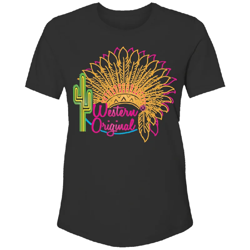 Ringer T Shirt Women with Retro - Inspired Stripes"Western Original" Black w/Multi Color Logo T-shirt Ringer T Shirt Women with Retro - Inspired Stripes"Western Original" Black w/Multi Color Logo T-shirt