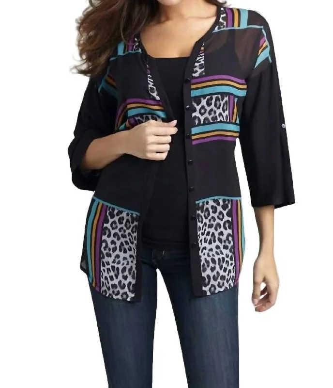 floral print women cardigan for a feminine touchWild Hues Long Cardigan In Black Multi floral print women cardigan for a feminine touchWild Hues Long Cardigan In Black Multi