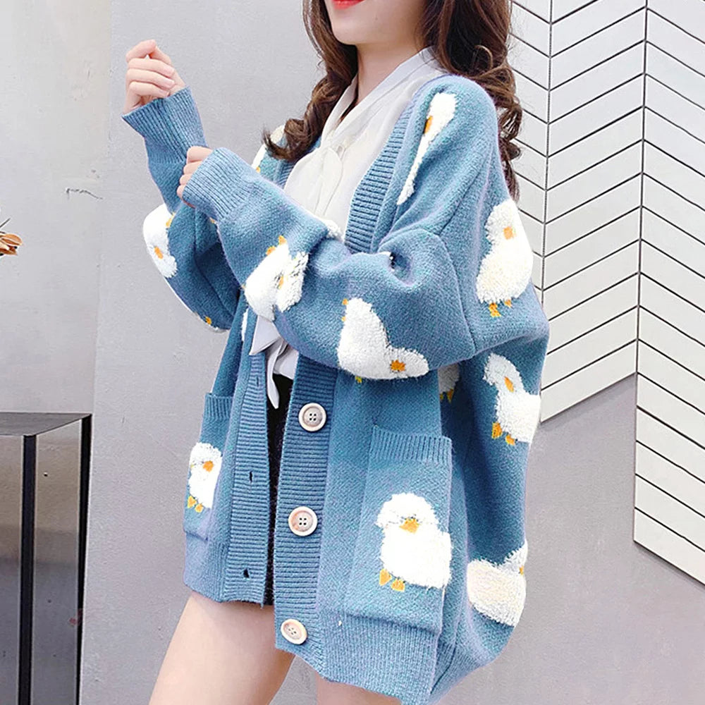 floral print women cardigan for a feminine touchWomen Oversized Knitting Cardigan Coat Cute Sheep Buttons Front with Pocket Loose Sweater Casual Jackets S2798 floral print women cardigan for a feminine touchWomen Oversized Knitting Cardigan Coat Cute Sheep Buttons Front with Pocket Loose Sweater Casual Jackets S2798