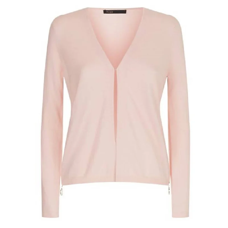 Women Side Zip Cardigan Sweater In Pink