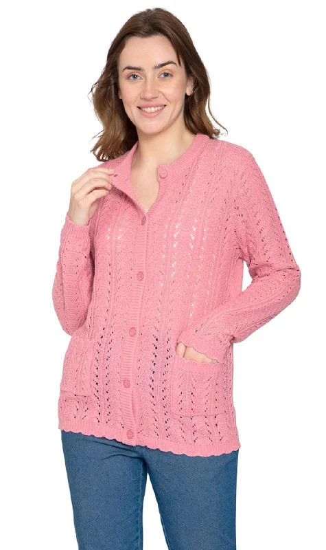 cashmere blend women cardigan for a luxurious feelWomen's Button Front Pointelle Cardigan – A Textural Layer in So-Soft Acrylic cashmere blend women cardigan for a luxurious feelWomen's Button Front Pointelle Cardigan – A Textural Layer in So-Soft Acrylic