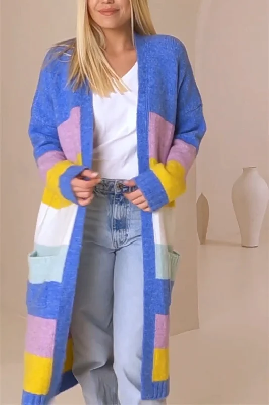 Women's Casual Colorblock Long Sweater