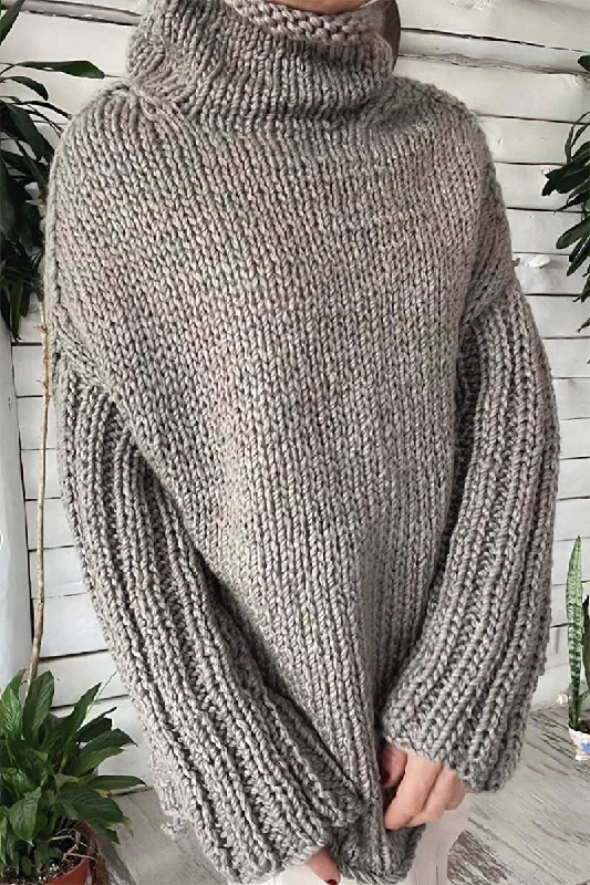 Plus Size Women's Oversized Chunky Knit SweatersWomen's casual solid color turtleneck knitted sweater Plus Size Women's Oversized Chunky Knit SweatersWomen's casual solid color turtleneck knitted sweater