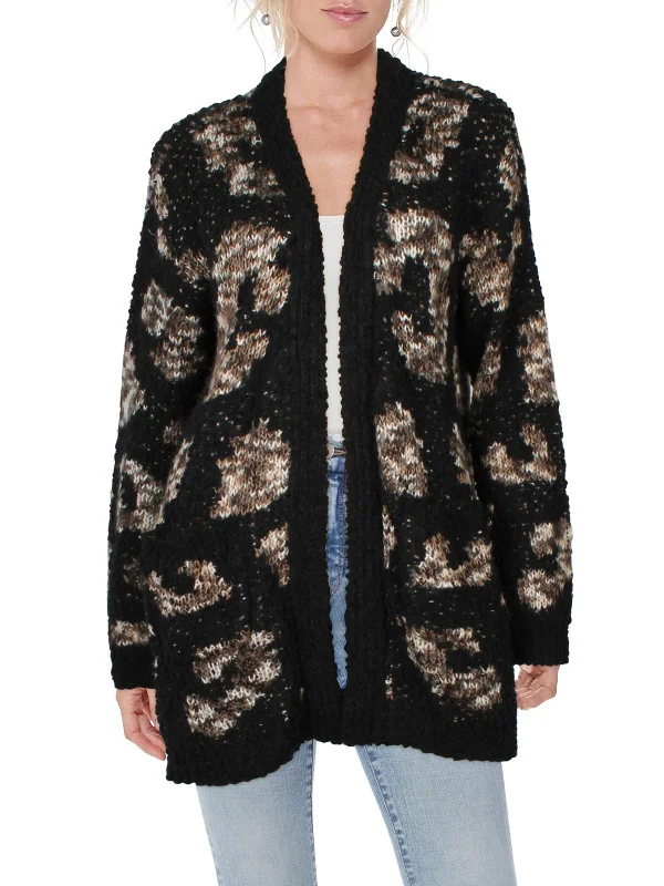 long length women cardigan with side slitsWomens Knit Pointelle Cardigan Sweater