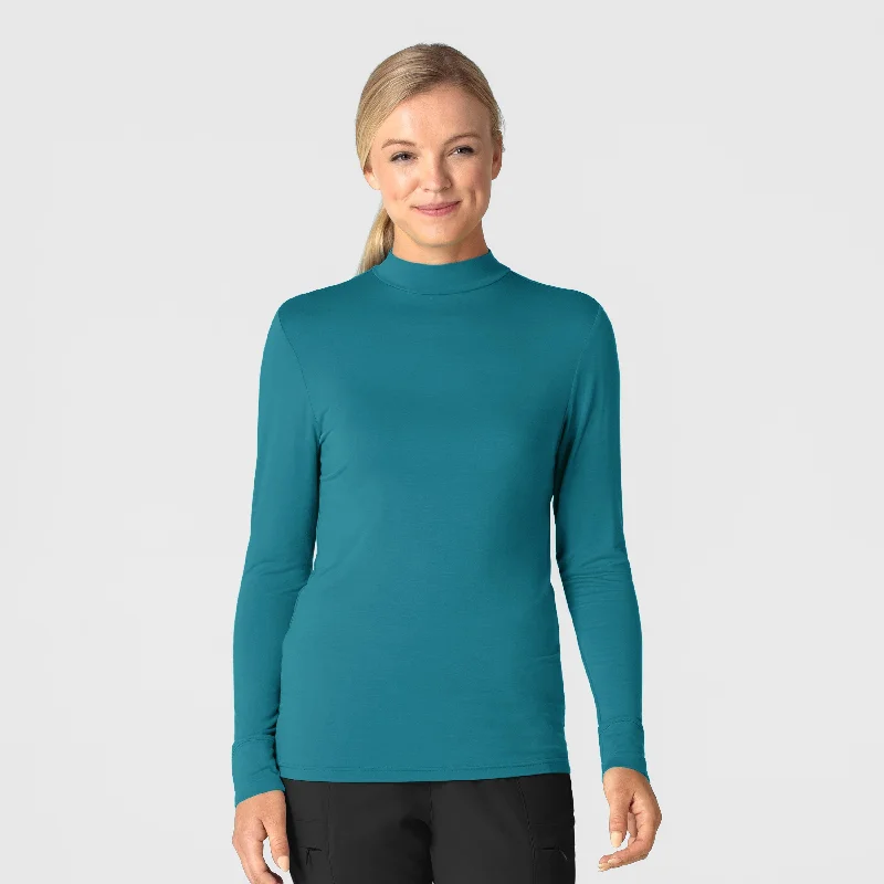 Puff Sleeve Women T Shirt for a Fashion - Forward LookWomen’s Long Sleeve Mock Neck Silky Tee - Bay Blue Tee