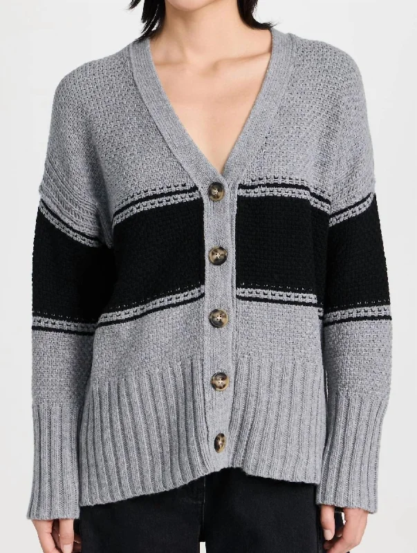boyfriend style women cardigan for a relaxed fitWool Blend Oversized Cardigan In Cloud Grey/black boyfriend style women cardigan for a relaxed fitWool Blend Oversized Cardigan In Cloud Grey/black