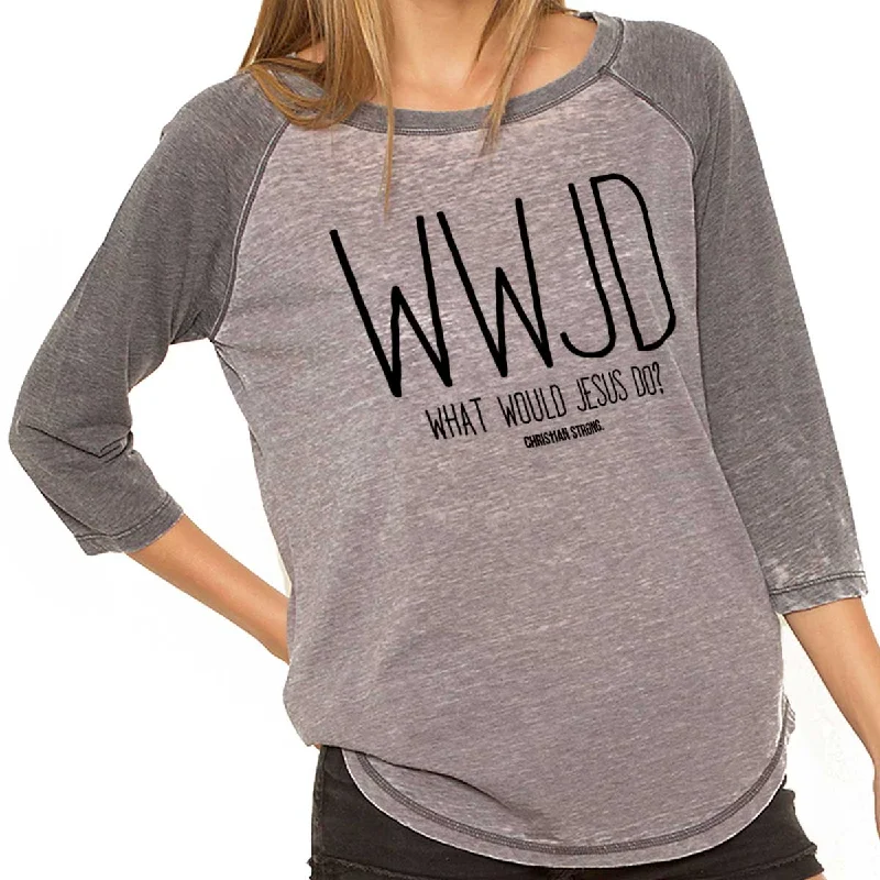 Sheer Women T Shirt for a Stylish and Alluring LookWWJD Baseball Raglan T