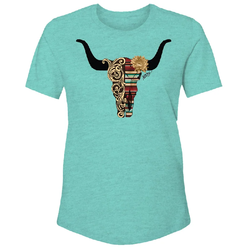 Pocketed Women T Shirt for Added Functionality"Yuma" Turquoise Heather T-shirt