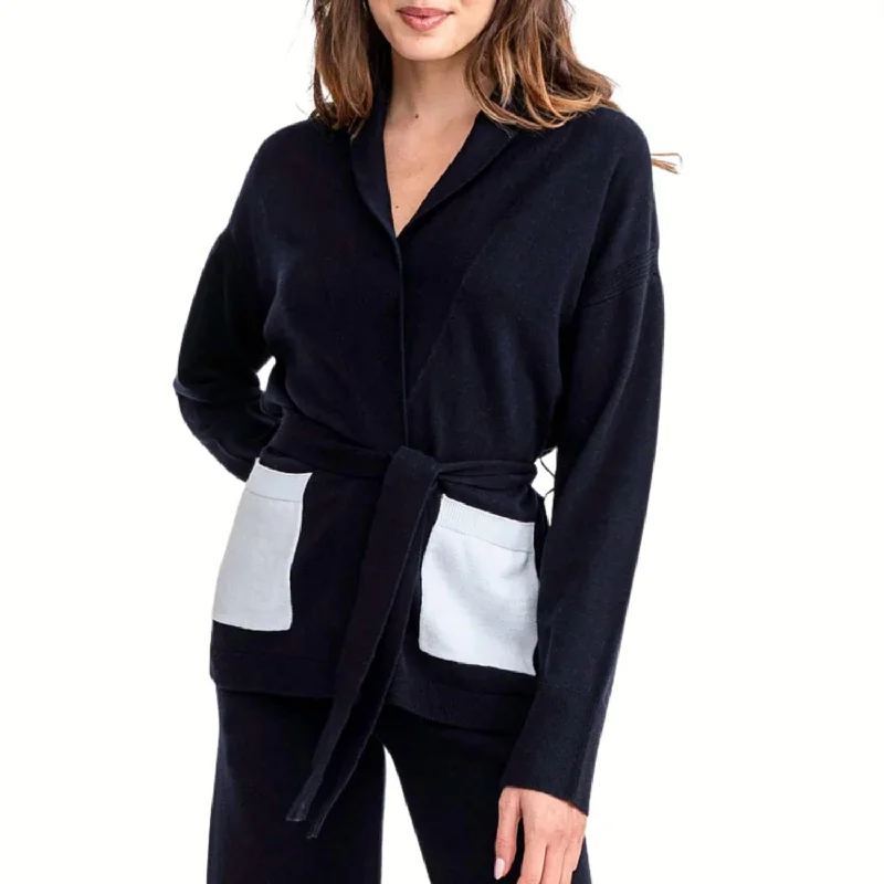 organic cotton women cardigan for an eco - friendly choiceYvonne Shawl Collar Popcket Cardigan In Indigo organic cotton women cardigan for an eco - friendly choiceYvonne Shawl Collar Popcket Cardigan In Indigo