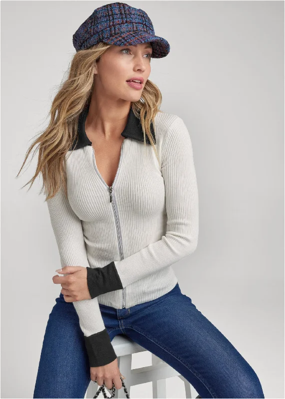 sequin embellished women cardigan for special occasionsZipper Front Cardigan - White Multi sequin embellished women cardigan for special occasionsZipper Front Cardigan - White Multi
