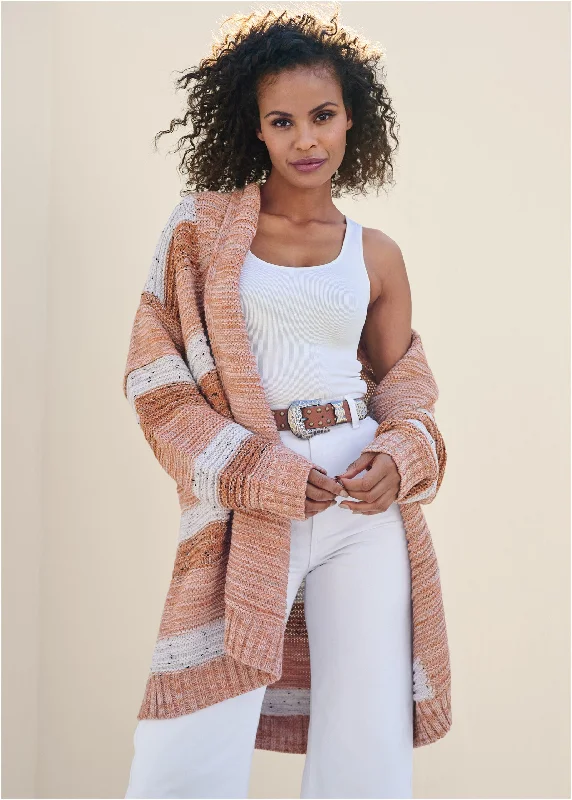 button down women cardigan with vintage buttonsStripe Cardigan - Rust