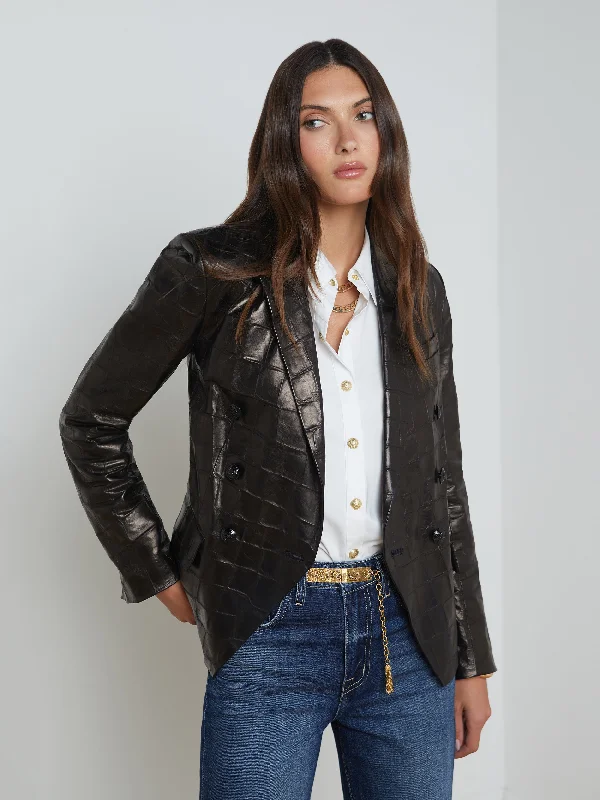 Double - Breasted Women's Polyester Blazers in Bright Colors for a Fun StyleKenzie Leather Blazer