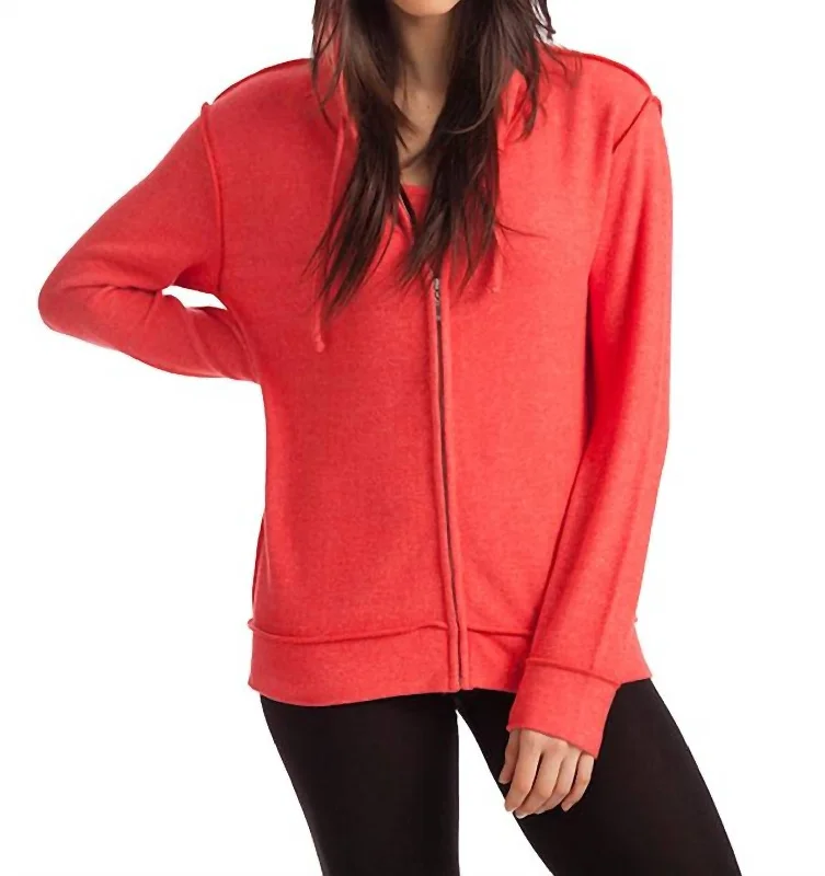 Kylie Hooded Kashmira Cardigan In Coral