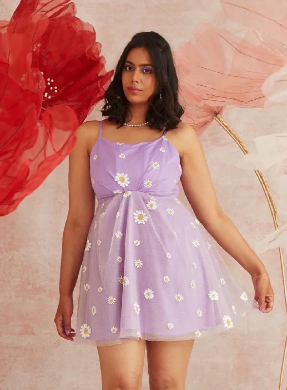 Mini Women Dress with a Short Hem for a Young and Trendy StyleLila Lavender Daisy Corset Mini Dress