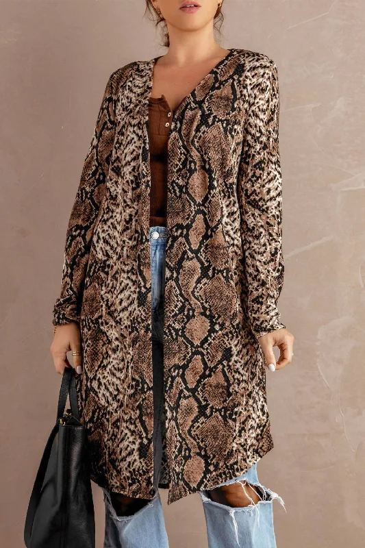 Long Cardigan In Snakeskin