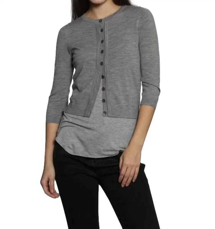 Merino Dress Cardigan In Grey