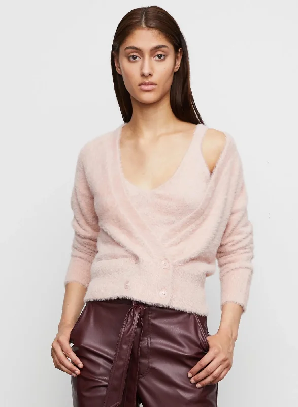 Molly Double Breasted Cardigan in Blush