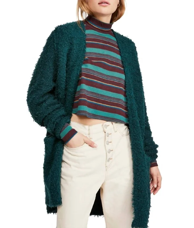 Once In A Lifetime Wool Blend Cardigan In Evergreen