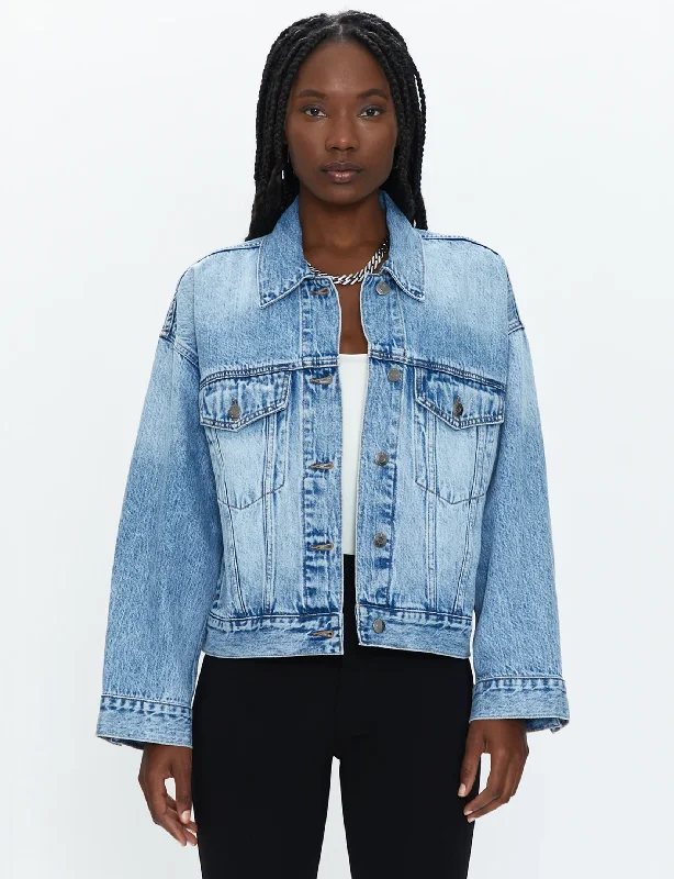 Single - Breasted Women's Tweed Blazers with Gold Buttons for a Classic LookMargo Oversized Denim Jacket, Dover