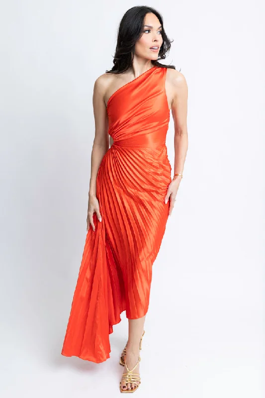 Satin One Shoulder Maxi Dress