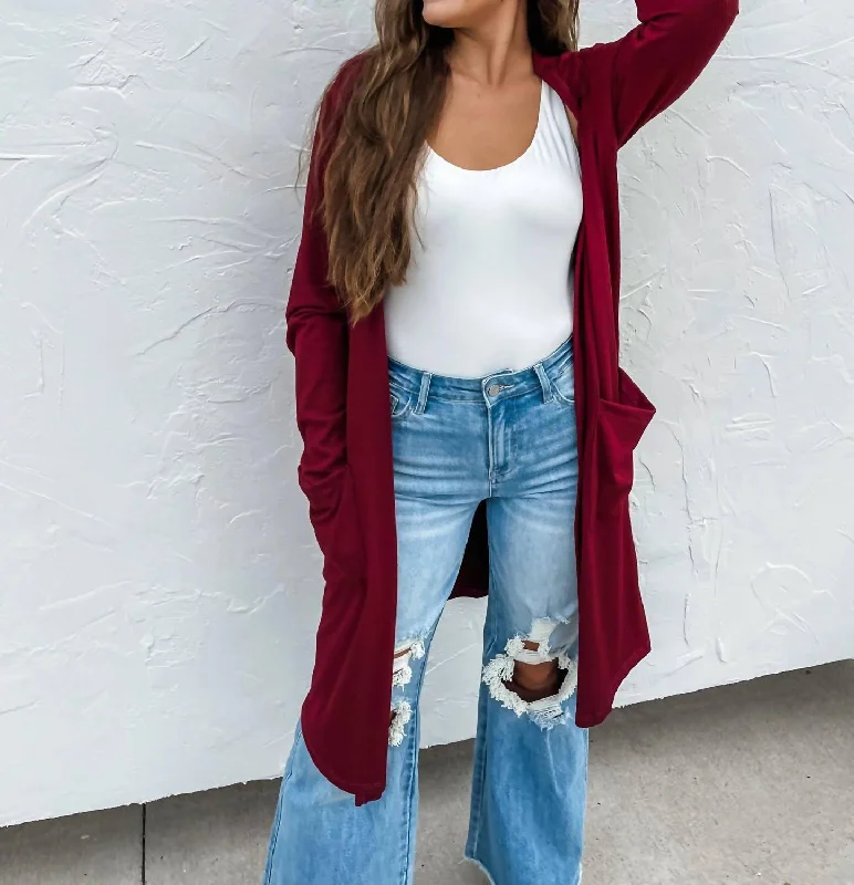 Winter Sierra Cardigans In Burgundy