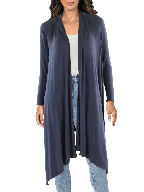 Womens Asymmetrical Hem Open Front Cardigan Sweater