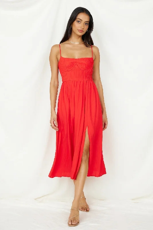 Coastal Dreaming Midi Dress Red