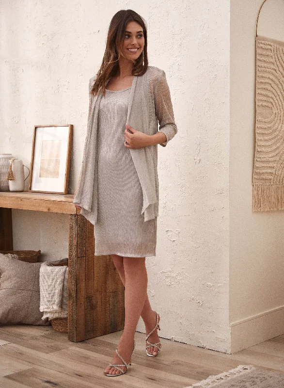 Maxi Women Dress with Floral Print for a Bohemian VibeMetallic Jacket & Dress Set
