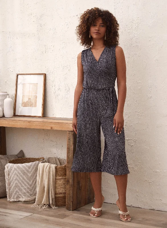 Polka Dot Print Culotte Jumpsuit