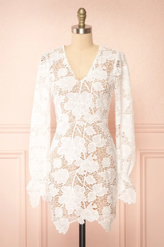 Samantha | White Short Lace Dress