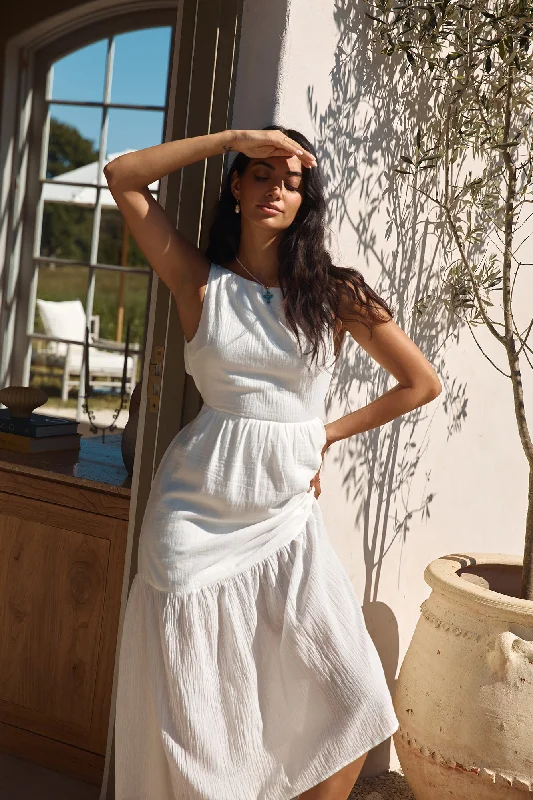 Printed Abstract Women Dress for a Modern and Artistic AppealWith The Wind Midi Dress White Printed Abstract Women Dress for a Modern and Artistic AppealWith The Wind Midi Dress White