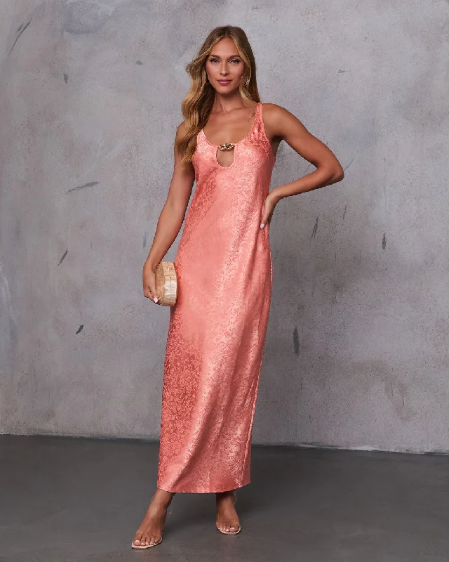 Fallen Romance Jacquard Slip Maxi Dress