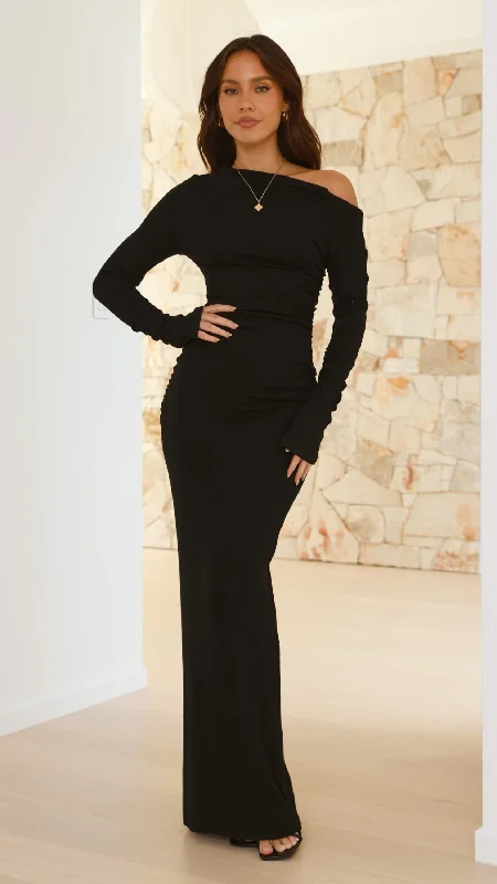Lace - Embellished Women Dress for an Elegant and Sophisticated AppearanceReyna Maxi Dress - Black Lace - Embellished Women Dress for an Elegant and Sophisticated AppearanceReyna Maxi Dress - Black