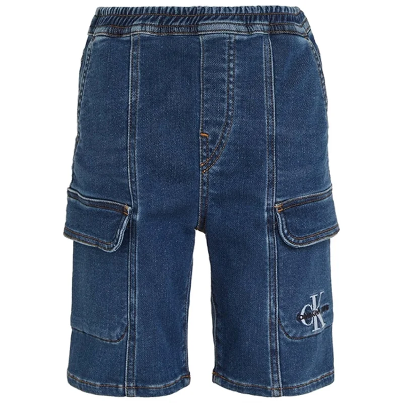 Linen Women Shorts for Breathable Comfort in Hot WeatherCalvin Klein Denim Cargo Sweat Shorts Mid Blue