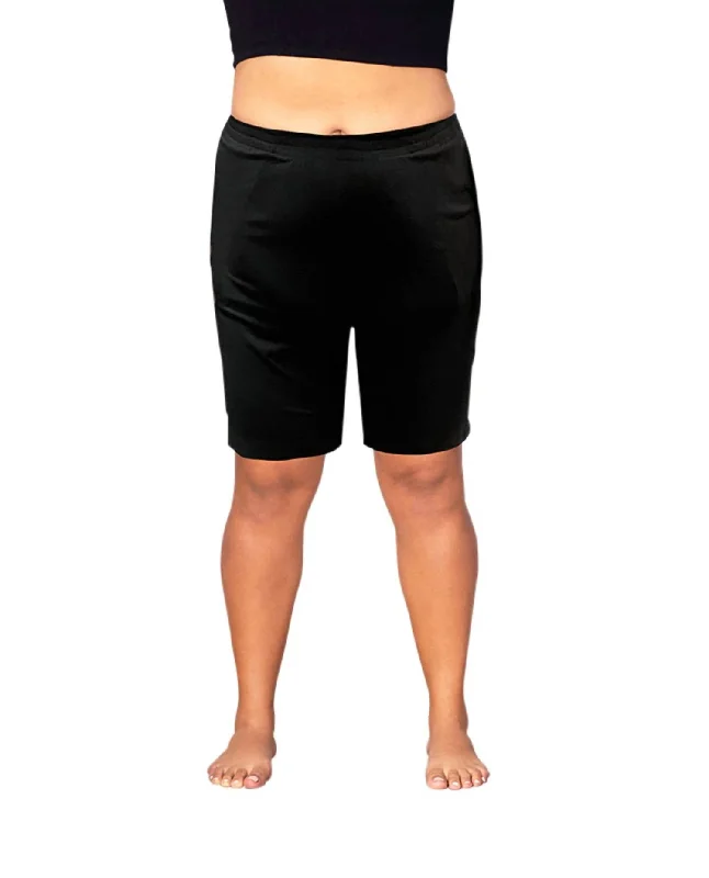 Twill Women Shorts with a Smooth Texture and DurabilityCotton Jersey Shorts - Plus In Black Twill Women Shorts with a Smooth Texture and DurabilityCotton Jersey Shorts - Plus In Black