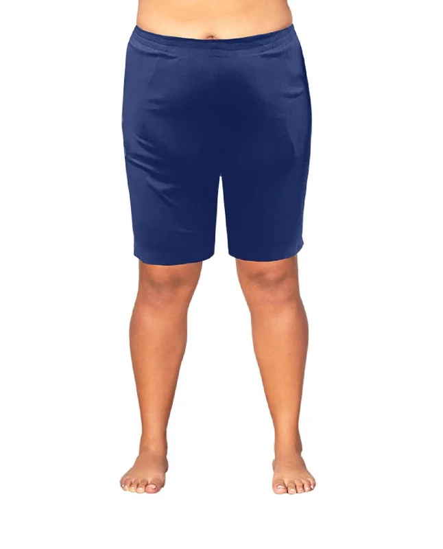 Belted Women Shorts to Enhance the WaistlineCotton Jersey Shorts - Plus In Navy