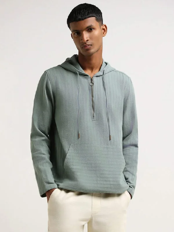 Cuffed Women Shorts for a Laid - Back and Trendy LookETA Light Teal Self Patterned Cotton Relaxed Fit Sweatshirt Cuffed Women Shorts for a Laid - Back and Trendy LookETA Light Teal Self Patterned Cotton Relaxed Fit Sweatshirt