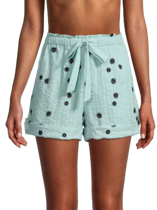 Bermuda Women Shorts for a Classic and Sophisticated LookFlora Drawstring Cotton Shorts In Sunburst Araucana Bermuda Women Shorts for a Classic and Sophisticated LookFlora Drawstring Cotton Shorts In Sunburst Araucana