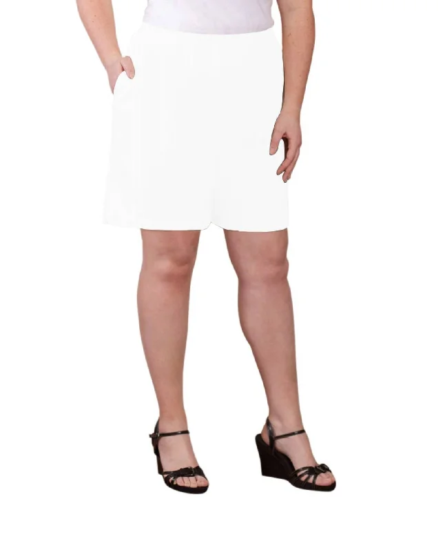 High - Waisted Women Shorts for a Retro and Flattering LookJersey Cotton Shorts - Plus In White