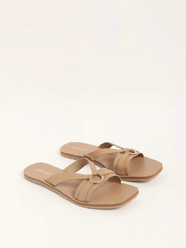 Tie - Waist Women Shorts for a Customizable FitLUNA BLU Tan V Strap Sandals