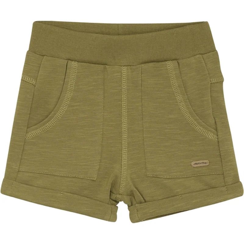 Twill Women Shorts with a Smooth Texture and DurabilityMinymo Olive Drab Sweatshorts Twill Women Shorts with a Smooth Texture and DurabilityMinymo Olive Drab Sweatshorts
