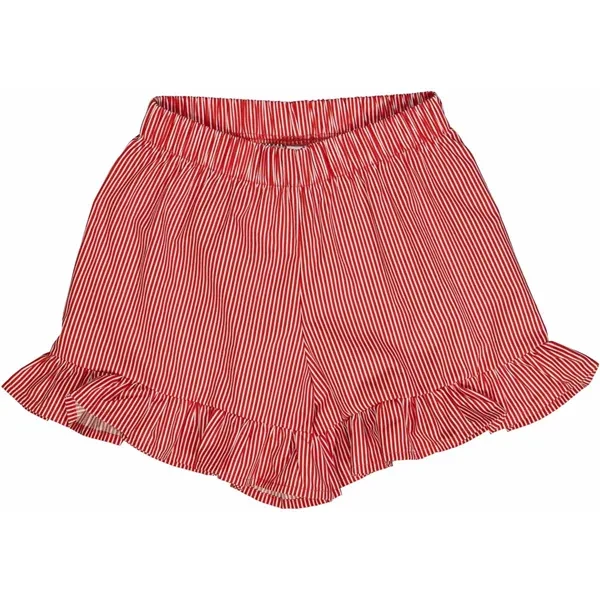 Linen Women Shorts for Breathable Comfort in Hot WeatherMüsli Balsam Cream/Apple Red Poplin Stripe Frill Shorts