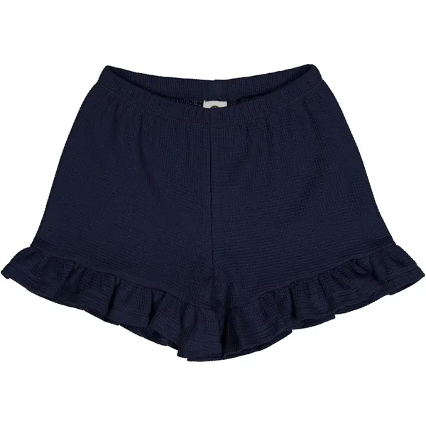 Ruffled Hem Women Shorts to Add a Feminine TouchMüsli Night Blue Waffle Frill Shorts